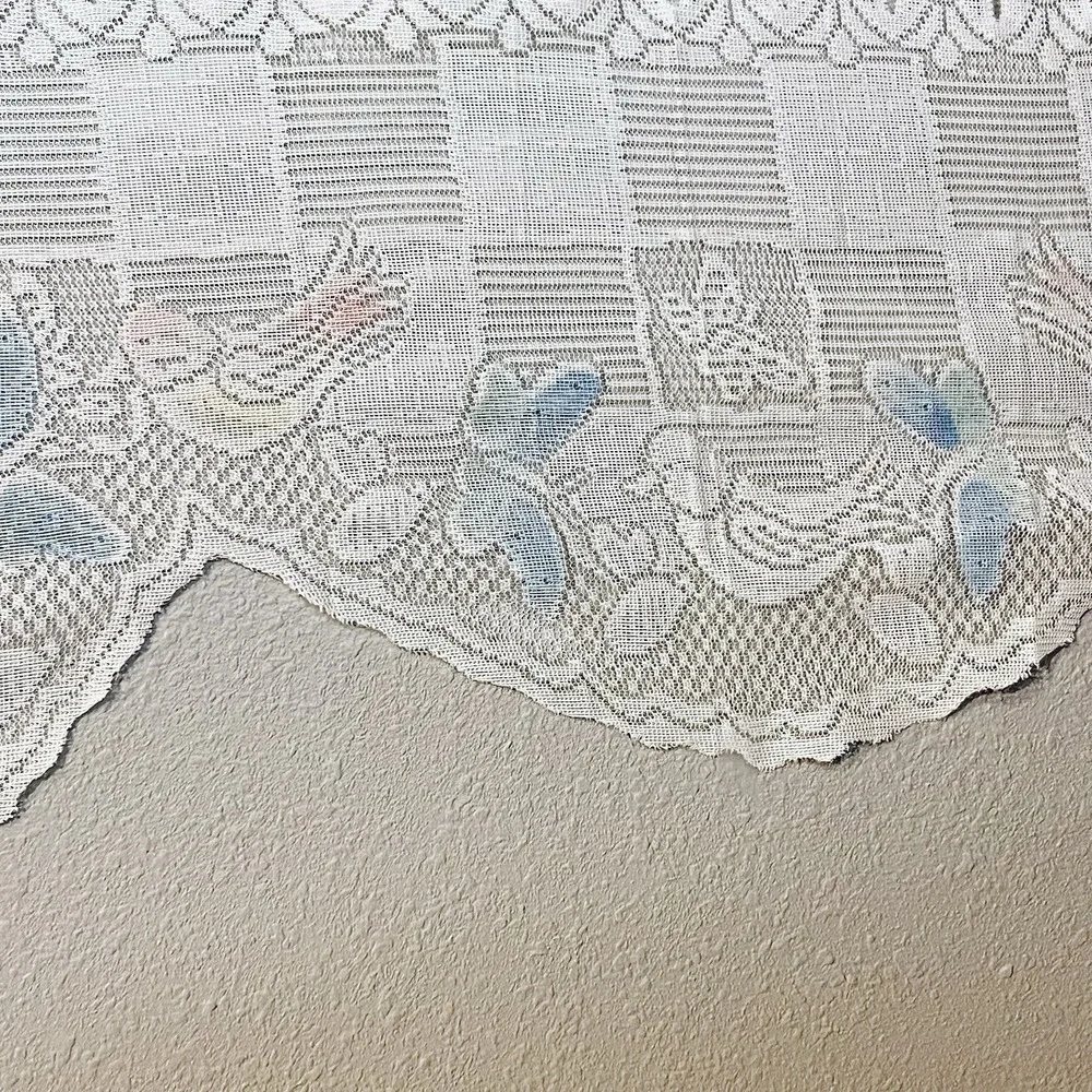 VTG Butterfly Bird Colored‎ Sheer Lace Curtain Valance 28